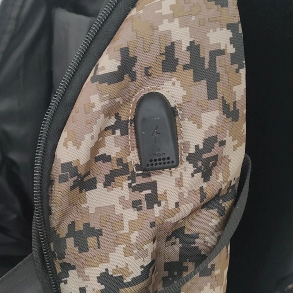OIWAS Large Hardshell Front Camouflage Backpack Used Once Black Tan Brown Hard